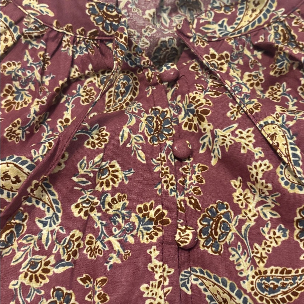 Avara Hadley Peasant top mauve paisley SZ XL 100% cotton puffy sleeve boho NWT - Picture 9 of 12